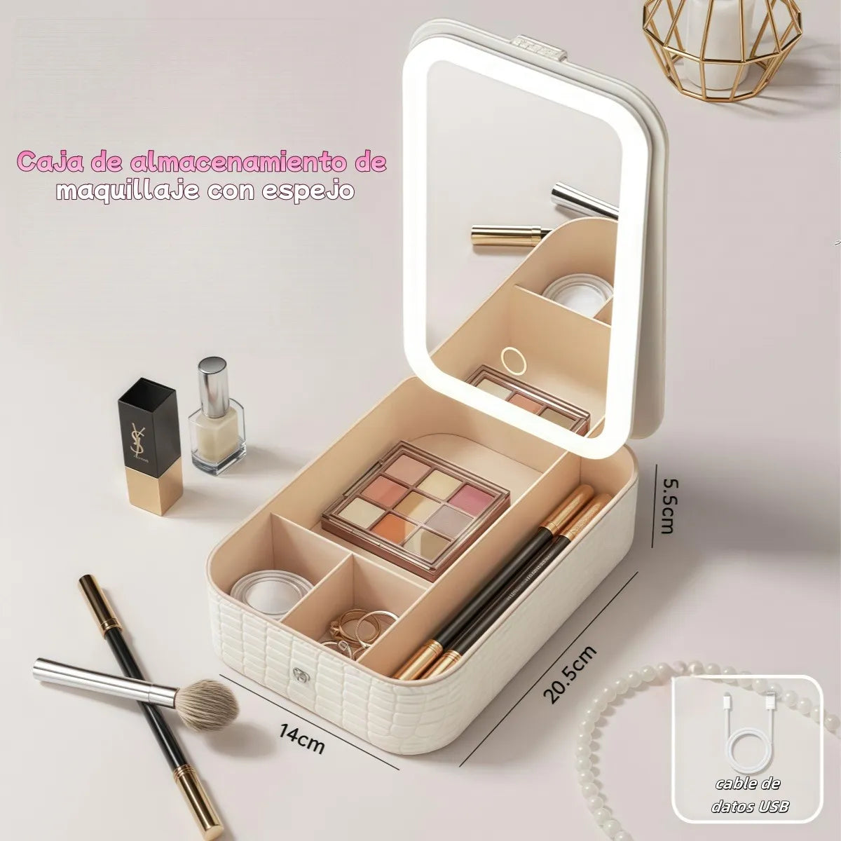 Cosmetiquero Portátil Espejo LED