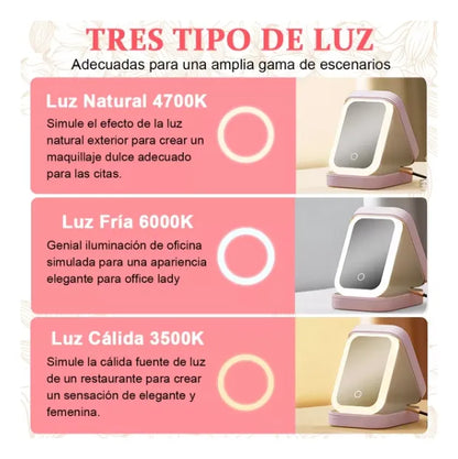 Cosmetiquero Portátil Espejo LED