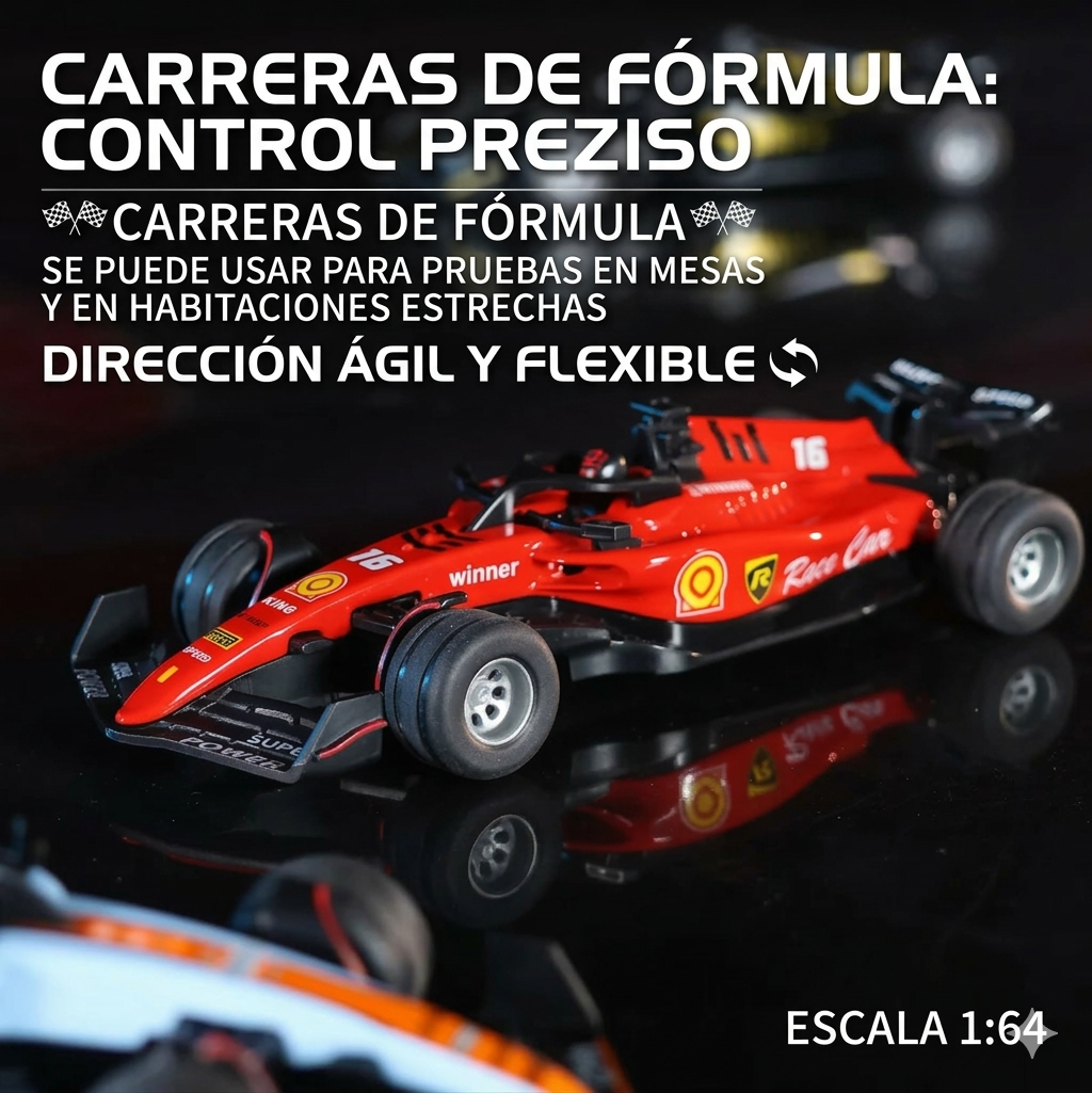 Auto de Carreras F1 Miniatura 1:64 - Control por APP y Luces LED